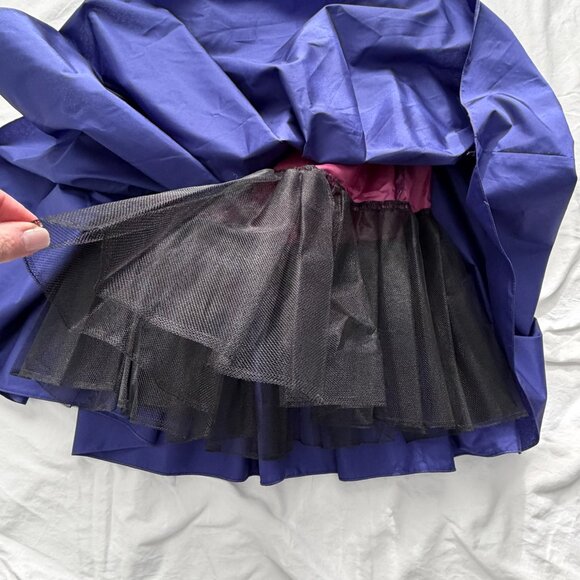 VINTAGE 80s Prom Glam Nili Martin Ruched Bow Strapless Purple Party Dress Sz XS - Picture 14 of 16